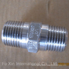 White Zinc Plated Hex Nipple